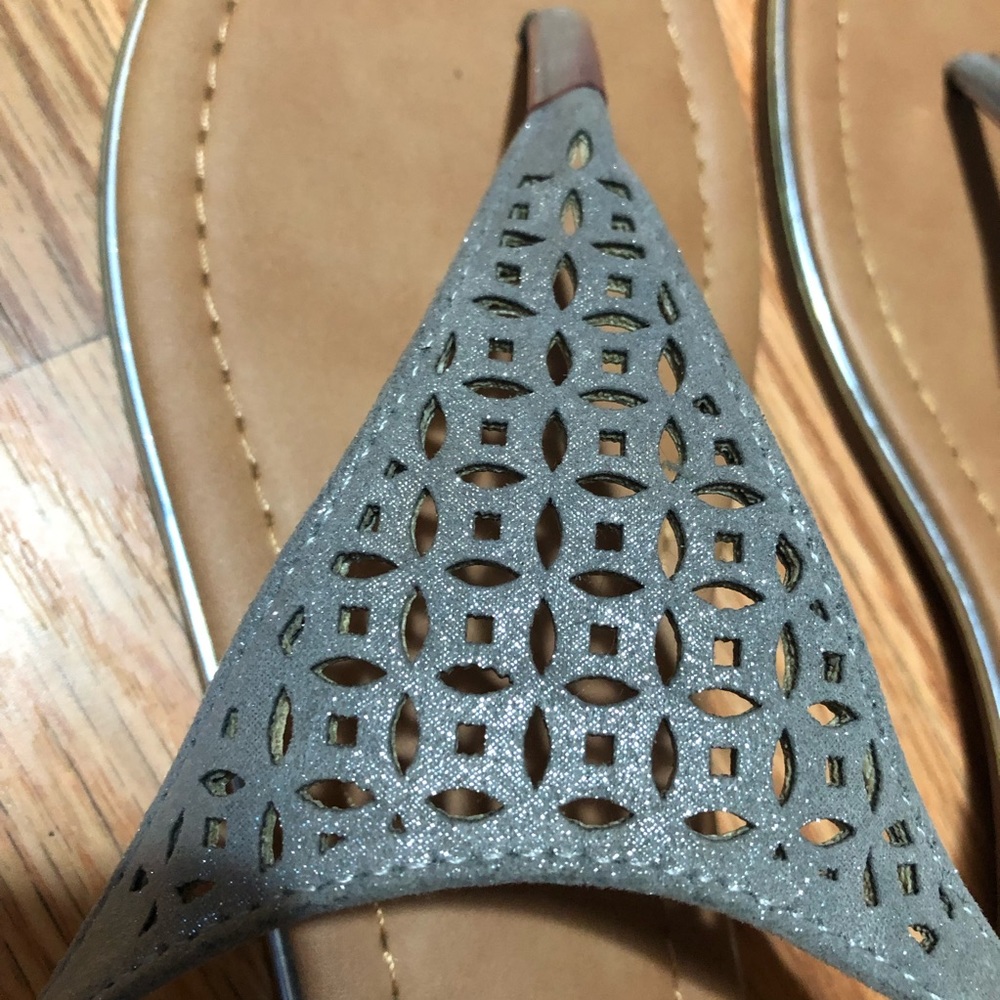 Flat gray silver sandals flip flops